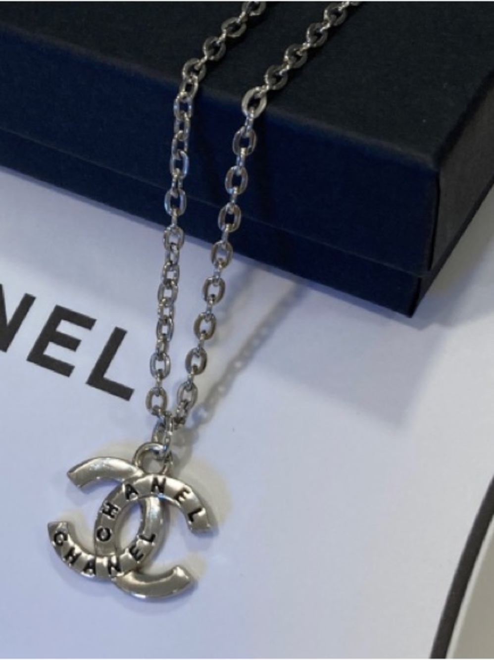 CC Sterling Silver/Stainless Steel Necklace Chain Pendant LOVELY!